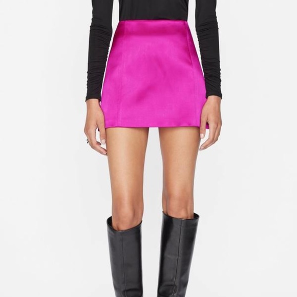 NWT Frame Magenta Satin/Silky Skirt - Picture 1 of 8